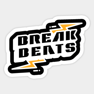 BREAKBEAT  - Lightning Logo (White) Sticker